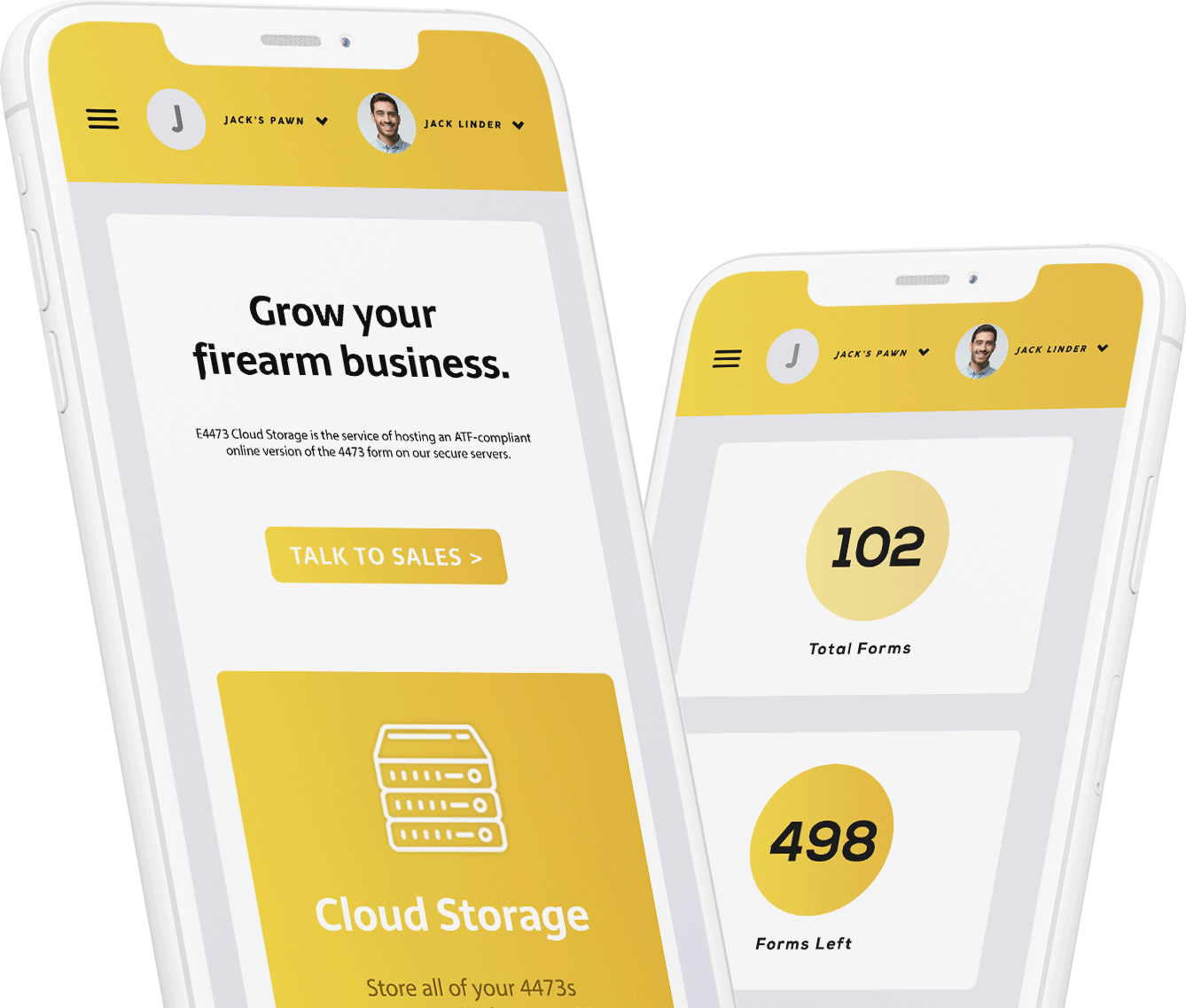 Cell phone mock-ups of the Cloud Storage dashboard